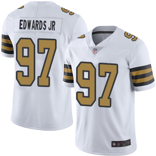 Men New Orleans Saints Limited White Mario Edwards Jr Jersey NFL Football 97 Rush Vapor Untouchable Jersey